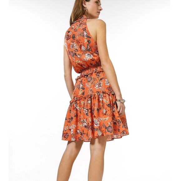 KAREN MILLEN Batik Shirred Waist Halter Dress Size XS - Picture 2 of 4